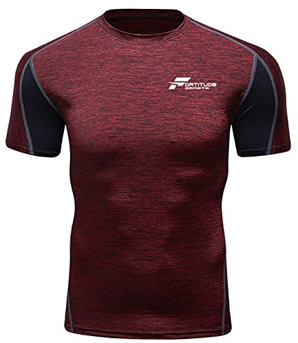 Fortitude Sports Compression T-Shirt | Base Layer for Fitness, Running, BJJ MMA Short Sleeve Rashguard Gym Shirt for Men | Short Sleeve Men's Gym T-Shirt Rash Guard (Red, Extra Large)