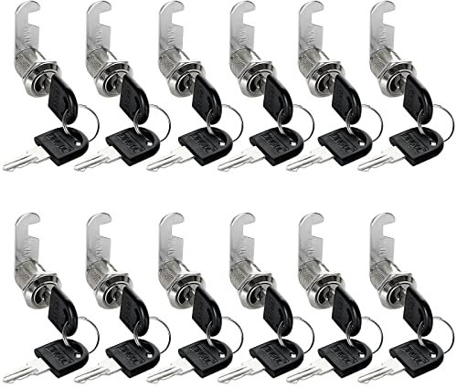 YOUNTHYE 12PCS Cam Lock 20mm Cabinet Locks, Security Mailbox Lock with Keys Different, Cabinet Lock Metal Cupboard Locks for Drawer, Wardrobe, Letter Box