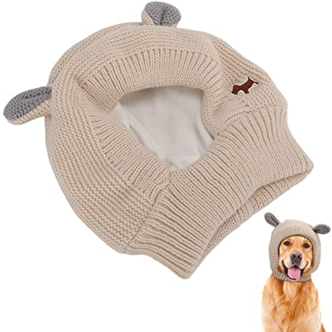 HEEPDD Haustier Kostüm Hüte, Warmer Hund Strickmütze Lärmschutz Hundepflege Ohrenschützer für Kaltes Wetter Foto Prop