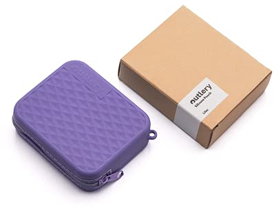 Outlery Portaposate da viaggio silicone (lilla) - custodia porta posate viaggio, per trasportare le tue posate da viaggio pieghevoli