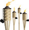 ONETHATCH Bambusfackeln, Citronella-Gartenfackel (Verwitterte Optik, 4er-Set); Große Terrassenfackel, Tropische Dekoration, Beleuchtung und Luau-Partys; Nachfüllbarer Breit-Behälter, 152 cm