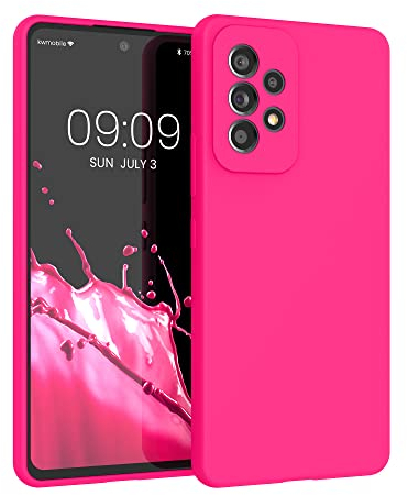 kwmobile Hülle kompatibel mit Samsung Galaxy A53 5G Hülle - Silikon Handy Case - Handyhülle weiche Oberfläche - kabelloses Laden - Neon Pink