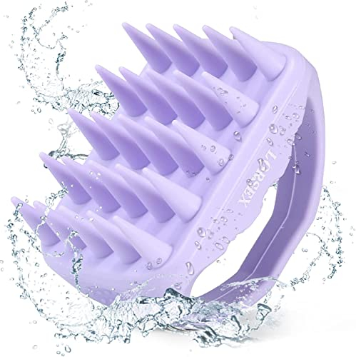 LORSEX Hair Scalp Massager Shampoo Brush, Shower Hair Brush with Long & Flexible Silicone Bristles, Scalp Brush for Hair Care & Scalp Massage Hair Growth, Wet & Dry Use (Light Purple)