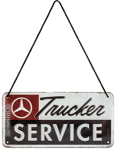 Nostalgic-Art Retro Hängeschild, 10 x 20 cm, Daimler Truck – Trucker Service – Geschenk-Idee für Trucker, Original Lizenzprodukt (OLP), aus Metall, Vintage Design, Blechschilder Sprüche