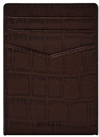 FOSSIL Andrew Emboss Card Case Brown Croco