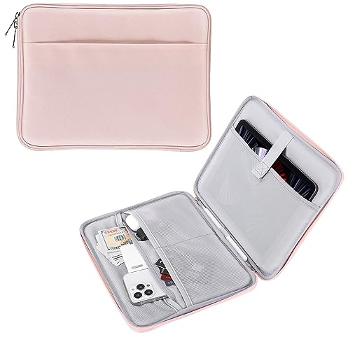 MoKo Tablet Tasche Kompatible mit 13 Zoll iPad Pro M4 2024, 13 Zoll iPad Air M2 2024, iPad Pro 12.9 M2 2022-2018, 12.9 Zoll Wasserdicht Tablet Schutzhülle mit Mehrere Fächer aus Polyester,Rosa