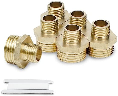 Bwintech 2 Pcs 3/8 Male to 1/2 Male BSP Thread Brass Hex Nipple Reducing Connector for Pipe Connecting Conversion