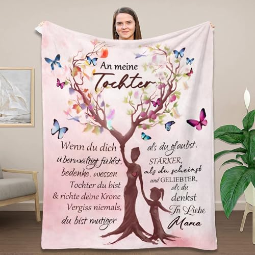 Kuscheldecke Flauschige an unsere Tochter von Eltern, Mama und Papa zu Tochter Kuscheldecke Flauschige Geschenk, Positiv Ermutigen Sie Ihre Tochter zur Liebe Geeignet Für Sofa Reisen(150×200cm)