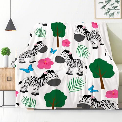 Kuscheldecke Flauschig WeißEs Zebra Kuscheldecke als Geschenke für Frauen Männer Extra Weich Warm Decke als Sofaüberwurf Tagesdecke oder Wohnzimmerdecke - 160 x 200 cm