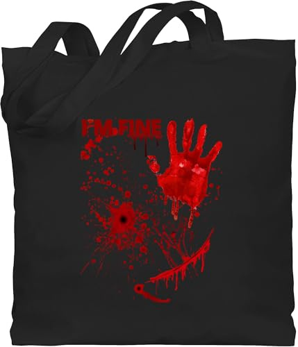 Shirtracer - Baumwolltasche - Halloween Taschen - Blutige Hände Blutspritzer Blut Blutflecken Gruselig Horror Killer - I'm Fine