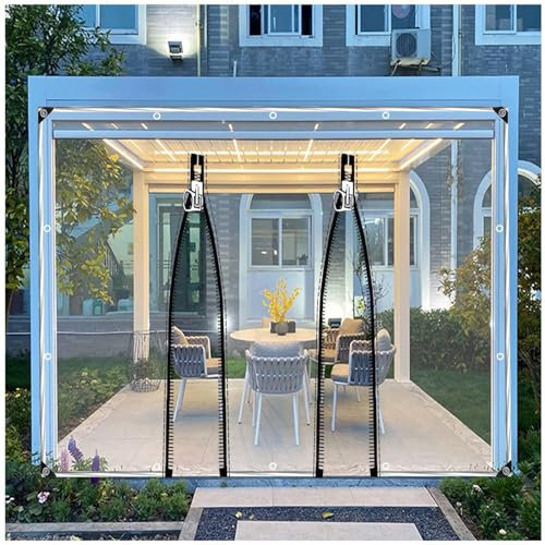 DLLY Outdoor Vorhänge, Transparente Pavillons Planen Seitenwände, Durchsichtige PVC-planenvorhänge, wasserdichte Planen Zelt Seitenwände Für Pergola-carports, Anpassbar,WxH-4x3.5m/13 * 11.5ft