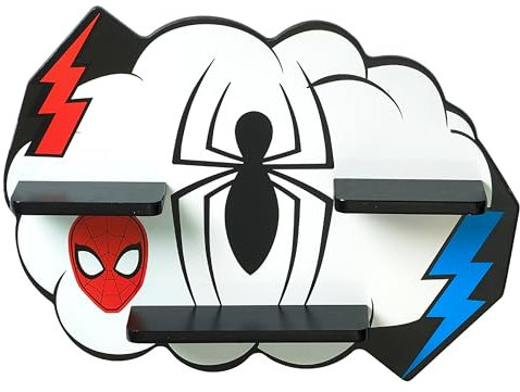 Disney Marvel Spider-Man Small Wall Shelf, Wall Mounted Kids' Bookshelf and Storage Shelf | Wooden Floating Shelves For Bedroom & Playroom