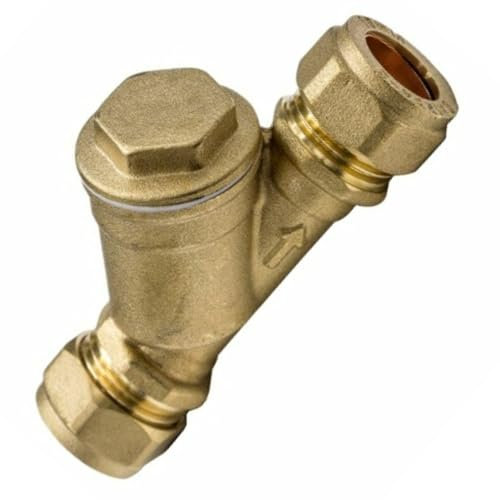 Kudos-trading - 15mm Y Strainer Brass Compression Stainless Steel Mesh Filter Anti Leak Design Ideal for Home Central Heating Systems & Radiators Durable Brass Construction Low Maintenance.
