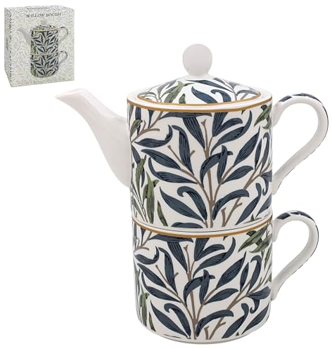 Lesser & Pavey Willow Bough Ceramic One Cup TeaPot Gift Set | Gift Set Includes Cup & Teapot for 1 | Tea Pot Gift for Mums Birthday or Mother's Day - William Morris