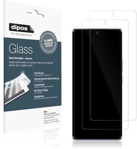 dipos I 2X Displayschutz 9H klar kompatibel mit VIVO V29 5G Schutzfolie Anti-Shock Folie (bewusst Kleiner als das Glas, da Dieses gewölbt ist)