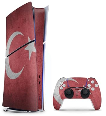 Skins4u Slim PS5 Skins Aufkleber für PlayStation 5 Konsole und Controller Skin Vinyl Skin Sticker PS5 Slim Digital Design Schutz Folie Tuerkei Vintage