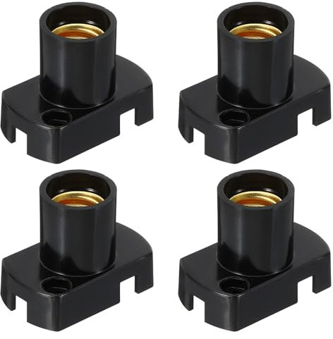PATIKIL E12 LED Lampenfassung, 4 Stück hitzebeständige Kunststoff-Schraubsockel für Garage, Steckdose, Keller, Schwarz
