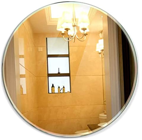 YangRy Espejo con Marco de aleación de Aluminio, Espejo Redondo de Pared para Lavabo, Espejo de baño, Espejo de Belleza sin Agujeros para Hotel, 38 cm