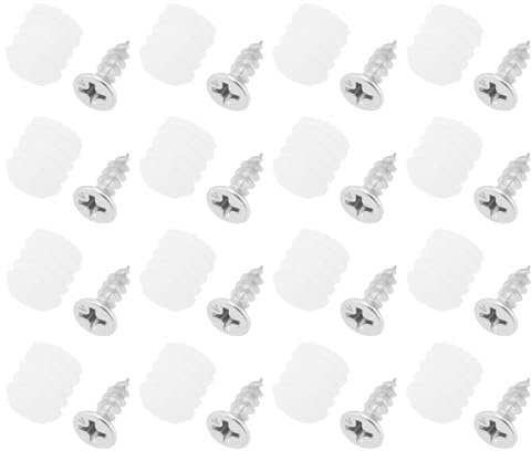 VGOL 50 Sets Plastic Hinge Dowel Inserts Kits for Cabinet Furniture Repairing Compatible with Blum Hinges Plastic Dowel Iron Nickel Plated Screw