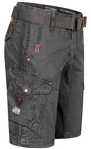 Geographical Norway Cargo Shorts Kurze Hose Knielang Short Bermuda Sommer Urlaub Freizeit FVS Production H-H, Hosengröße:L / W33, Farbe:Storm