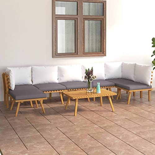 SECOLI Lounge Gartenmöbel Set Holz mit Tisch Gartenlounge Holz Set Lounge Sofa Outdoor Holz Balkon Lounge Sofa Ecksofa Sitzgruppe Garten Holz Gartengarnitur Massivholz Akazie-8-tlg