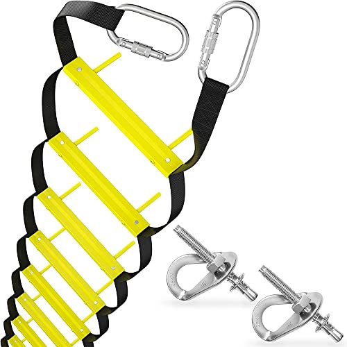 LIJBDDM Reusable Fire Escape Ladder | Climbing Anchors Included | Rope Ladder Fire Escape For Homes 3rd Floor | Portable, Foldable & Compact | Emergency Ladder For Balcony & Window Escape