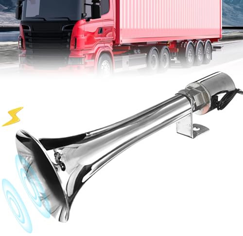 Türkisches Pfeifenhorn, 12v/24v Drucklufthörner, Lkw Hupe, Wohnwagen Druckpfeife Hupe für Pkw Lkw Suv Motorräder (Silber)