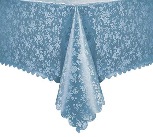 Romanstile Wachstischdecke Tischdecke 140x240 abwaschbar Türkis Blau 350GSM,Outdoor Plastik Tischtuch wasserdicht Dekoration für Garten,Party,Esstisch,Sommer,Frühling,Pink,Camping,Draußen,Outdoor