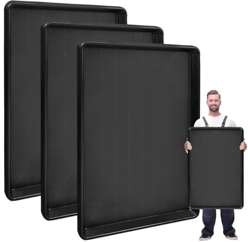 YEXEXINM 3 Pcs Extra Large Auto Oil Drip Pan- 35.4 x 24 x1.6 Inches Oil Drip Tray for Under Car Plastic Oil Tray,Oil Catch Pan Replacement Tray to Keep Garage Floor Show Room Driveway Safe and Clean