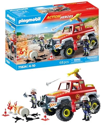 PLAYMOBIL | Action Heroes | Camión de Bomberos | Coche de Bomberos | Coche de Juguete | Juguete para niños y niñas a Partir de 4 años | 71824