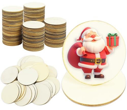 LEIBOCHAO Kleine Holzscheiben Zum Basteln, Set mit 100 Holzscheiben – Durchmesser 35 mm, Dicke 2 mm, für Feiertagsdekoration und Kreative Freizeit, Geschenkanhänger und Hängedekorationen