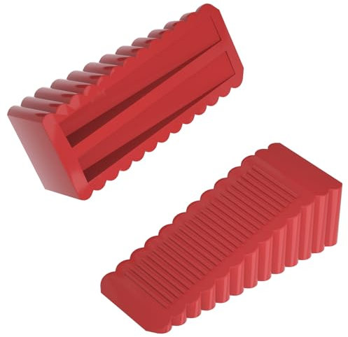 HOMOTEK 2 Pack Wedge Rubber Door Stops Door Non-Slip Stoppers Wall Protector for Floor & Bottom of Door,Red