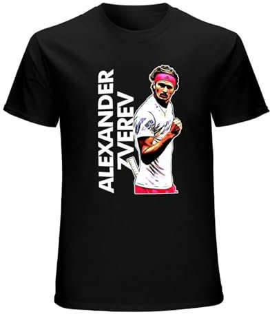 Alexander Zverev Tennis Mens T-Shirt Unisex Graphic Black Tee Shirt XXL