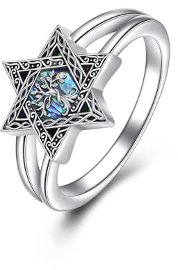 S925 Sterling Silber Davidstern Kreuz Ring – Jüdisches Symbol Schmuck, Christlicher Glaube Halskette, Elegante Handmade Ringe für Frauen Männer