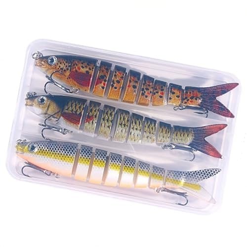 ZEPFJHE 3pcs 3D Künstliche Fischereiköder Swimbait Wobbler Multi Abschnitte Fischerei Köder Salzwasserfischerei Köder Wobblers