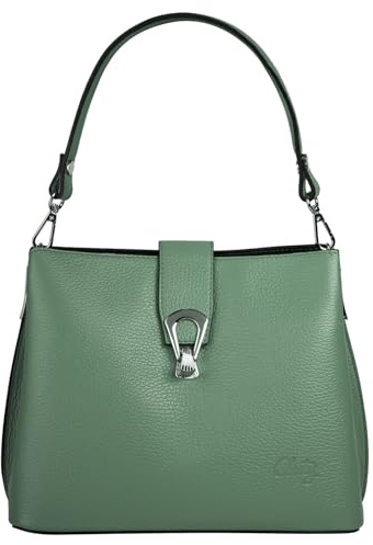 Cluty Umhängetasche Echt Leder Damen Made in Italy | elegante City Bag | Shopper mit Drehverschluss