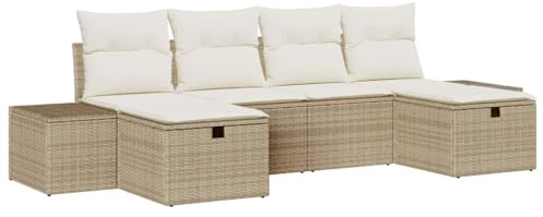 vidaXL Gartensofa-Set 6 STK. Beige Poly-Rattan