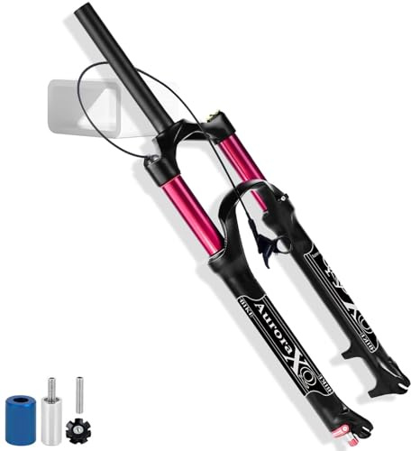 LYYCX AuroraXQ 26/27.5/29 Federweg 140mm Mountainbike Luft Vordergabel Federgabel, 1 1/8 Gerades/konisches Rohr QR 9mm XC AM Rückpralleinstellung MTB Fahrrad Gabel(Straight Remote Lock,26 Zoll)