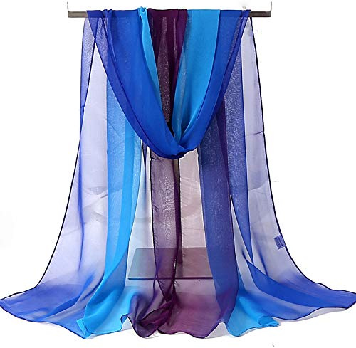 WANYI Schal Damen Sommer 160×50cm Stola für Abendkleid Halstuch Farbverlauf Sonnenschutz Sommerschals Chiffon Tücher und Wraps für Reisen Abendkleid Hochzeit Braut
