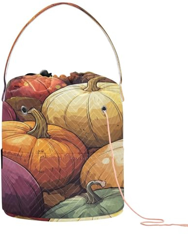 Kürbisse, Obst, Herbst, Halloween, Häkelgarn, Tasche, Tragetaschen, tragbare Häkeltasche für Häkeln, Reisezubehör