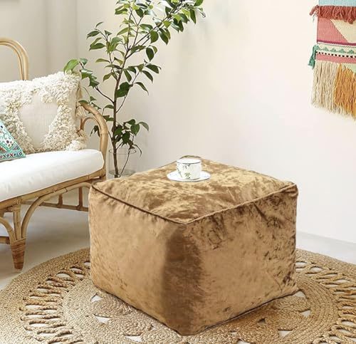 Crushed Velvet Bean Bags – Super Soft & Stylish Pouffes, Ottomans and Foot Rests for Any Room (Brown)