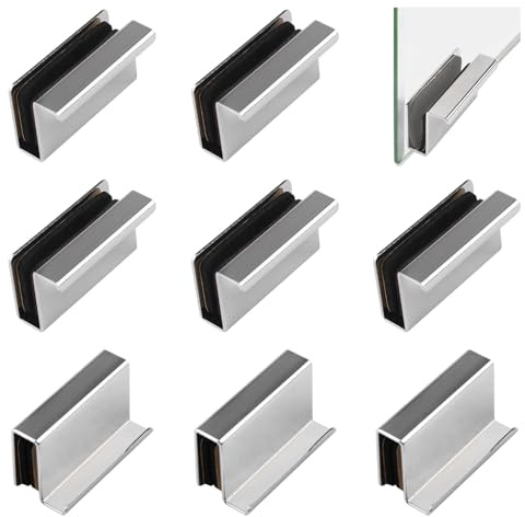 UFURMATE 8-tlg. Glas-Fingerkanten-Zug Schrank-Finger-Zuggriff Glastür-Clips Schrankverriegelung Klammer Verdeckter Griff für Display-Glasvitrinentür (Silber)