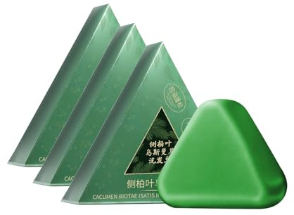 Nature Green Soap Shampoo, Feste Seife, Handgemachte Seife Green Shampoo Bar, Usman Grass and Thuja Leaf, Calming & Strengthens Hair for Women and Men (3)