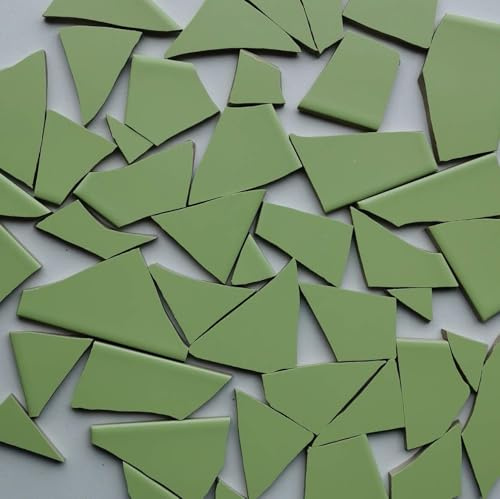 MOSALI Fliesenbruch Mosaikfliesen, Hellgrün K465, 3,5 kg | Frostfest, Für Mosaikarbeiten, Deko & kreative Projekte, Für draußen und drinnen, ca. 100×30 cm Verlegefläche, Mixe Mosaik