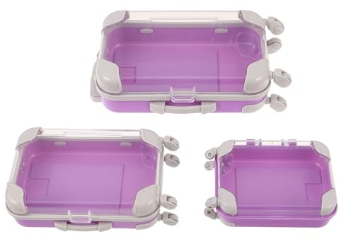 FIXOSHEE 3 Stück Kleiner Wimpern Reiseetui 3 Stück Transparenter Abs Kunststoff Koffer Stoßfeste Make Up Aufbewahrungsbox mit Ausziehbarem Griff Tragbarer Organizer für Künstliche Wimpern