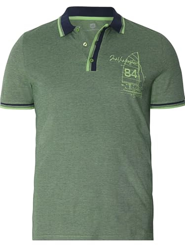 Jan Vanderstorm Herren Poloshirt Herfinn Sportives Baumwoll-Piqué Shirt Brustprint, Kurzarm mit klassischem Kragen, atmungsaktiv bequem, Casual-Design Alltag Urlaub, 100% Baumwolle, L–7XL grün, 80/82