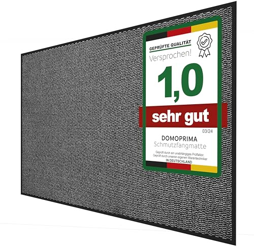 DOMOPRIMA® Schmutzfangmatte 90 x 120 cm grau meliert in Gewerbequalität geruchsneutral Fußmatte für Innen Außen rutschfest wetterfest Eingangsbereich Außenbereich Fussmatte Sauberlaufmatte waschbar