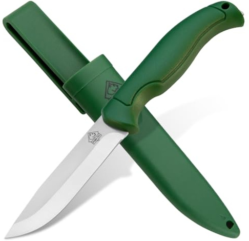 PUMA TEC – Rover Field - Arbeitsmesser in Grün - 100mm Klinge aus C45 Carbon Stahl - Glasbrecher - Kunststoffscheide mit Gürtelclip - Ideal für Jagd, Outdoor & Freizeit (Art.Nr.: 7286000)
