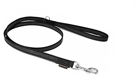 Mystique® Gummierte Leine 15mm mit Handschlaufe Standard Karabiner schwarz 1m