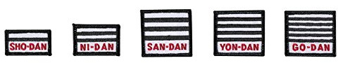 Danrho Stickabzeichen Judo-Gürtelstreifen schwarz/weiß 1. -> 5. DAN